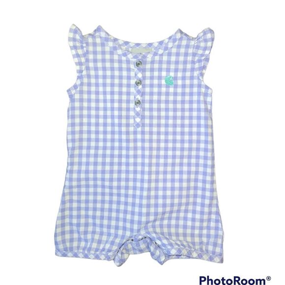 Carhartt Girls’ Infant Woven Plaid Purple White Romper 6M - Picture 3 of 12